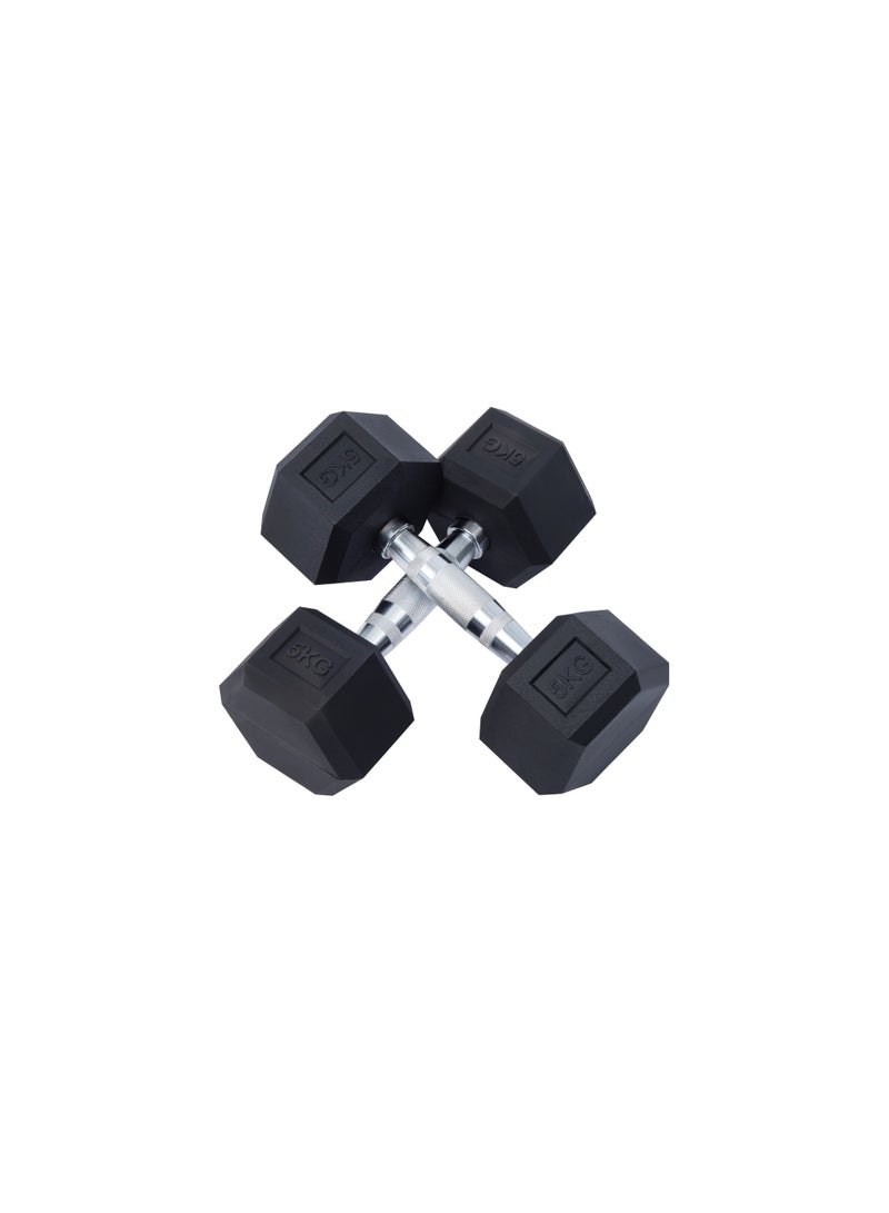 كوماندو زوج دمبل سداسي من قطعتين وزن 5 كيلو مغطى بطبقة من المطاط - Image 4